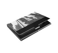 Punk Tall Buildings Black Slim porta biglietti da visita con porta carte tascabile in pelle e acciaio inox per viaggi, casa o ufficio