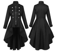 Punk - Vestito da donna con chiusura lampo, medievale, a maniche lunghe, con colletto alto, stile vintage, alla moda, per feste gotiche, per Halloween, carnevale, feste, festival, rave