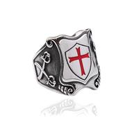 Punk Vintage Cavaliere Croce Scudo Anello Forbici Personalizzato Acciaio Inox Anello Uomo Moda Hip Hop Gioielli Regali, 7, Acciaio inossidabile