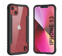 PunkCase Progettato per iPhone 13 [Serie Armor Stealth] Custodia protettiva di grado militare con telaio in alluminio [retro trasparente] Protezione anticaduta per iPhone 13 (6,1") (2021) (nero)