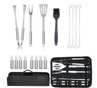 Punklong Set di 17 utensili per barbecue in acciaio inox, accessori per barbecue con borsa portaoggetti, strumenti per barbecue, regali per esterni, viaggi, uomini, campeggio, barbecue in giardino (17