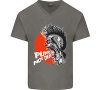 Punks Not Dead Rock Music Skull Uomo V-Neck Cotone T-Shirt