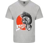 Punks Not Dead Rock Music Skull Uomo V-Neck Cotone T-Shirt