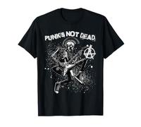 Punk's Not Dead Vintage Punk Skeleton Suonare la Chitarra Musica Maglietta