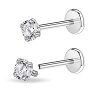 PunkTracker 16g/18g Gioielli da Piercing in Acciaio Chirurgico con Filettatura Interna CZ per Trago/Naso/Elica/Conca/Medusa/Labbro/Labret - Orecchini in Cartilagine per Trago Elica per Donne Uomini