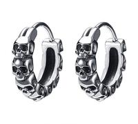 PunkTracker Cranio Gotico orecchino a Cerchio Piccolo in Acciaio Inossidabile Punk Rock huggie Orecchini per Gli Uomini Gioielli d'Epoca
