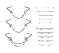 PunkTracker Piercing da naso 20 G - 2, 2,5, 3 borchie con catena - Gioielli in acciaio chirurgico