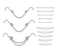 PunkTracker Piercing per naso da 20 g, 12 mm, 2,5 mm, 3 mm, zirconia cubica, acciaio chirurgico, gioielli per piercing nasali, acciaio inossidabile, zirconia cubica