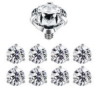 PunkTracker Tops per Micro Dermal Anchor 14G Zirconia Cubica Acciaio Chirurgico Gioielli per Piercing Dermico Kit per Piercing Dermico Superficiale della Pelle, 2.5/3/4mm, Metallo
