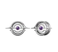 PUNKYOUTH Ethereal Orbit - Tunnel per orecchio celesti con pietra preziosa galleggiante, ametista ossidiana astrale, gioielli per donne e uomini, piercing allungato 8-16 mm, 8mm (0g), Metallo, Non