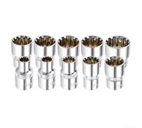 Punta a bussola a 12 punti per chiave a cricchetto Torx con attacco da 1/2", in acciaio al cromo vanadio trattato termicamente per una maggiore durata (9 mm)