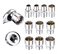 Punta a bussola a 12 punti per chiave a cricchetto Torx con attacco da 1/2", in acciaio al cromo vanadio trattato termicamente per una maggiore durata (10 mm)