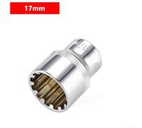 Punta a bussola a specchio a 12 punti con adattatore da 3/8 di pollice per chiave a cricchetto con lati lisci e impugnatura di fissaggio (17 mm)
