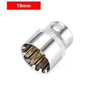 Punta a bussola a specchio a 12 punti con adattatore da 3/8 di pollice per chiave a cricchetto con lati lisci e impugnatura di fissaggio (19 mm)