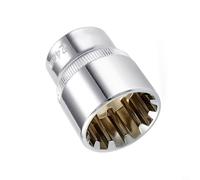 Punta a bussola a specchio a 12 punti in acciaio al cromo vanadio trattato termicamente con testa corta da 1/2 pollice per chiave a cricchetto, adattatore per punte Torx (24 mm)