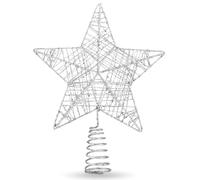 Punta a Forma di Stella per Albero di Natale - Decorazione Natalizia (Argento)