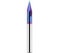 Punta a V da 30 gradi con gambo da 1/4", fresa a estremità smussata CNC in carburo con scanalatura a V a 3 scanalature con rivestimento nano blu, per incisione CNC su legno (extra lunga)