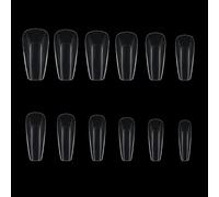 Punta artificiale lunga a copertura completa per unghie scolpite con dita, strumento per manicure domestica, unghie finte trasparenti naturali 504 punte di ricarica, kit di colla acrilica quadrata con