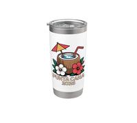 Punta Cana, Vacation Beach Tropical Coconut e Retro Summer Bicchiere termico in acciaio inox doppia parete