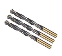 Punta da Trapano 10mm HSS, Acciaio Rapido 4341 con Finitura Nero e Oro per Rame, Alluminio, Legno, Plastica, Metalli Mediamente Duri(3pcs,10.5mm)