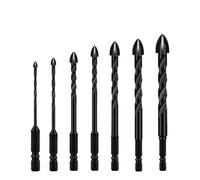Punta da trapano esagonale a croce for piastrelle, for vetro, cemento, ceramica, apri fori, set di punte in lega dura al carburo tungsteno, strumenti 3, 4, 5, 6, 8, 10, 12 mm(7Pcs 3 4 5 6 8 10 12)