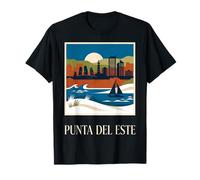 Punta del Este Uruguay Orizzonte Costiero Vintage Viaggi Art Maglietta
