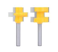 Punta del router 8mm 6mm 1/2 '' Codolo 2 pezzi Scanalatura della linguetta Assembla Fresa di copertura for Utensile for la lavorazione del legno Taglierina for tenoni(6mm Shank Set)