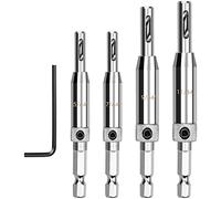 Punta di Trapano per Cerniere,4 PCS Punte per Trapano da Cerniere Punte Autocentrante con Chiave Esagonale per Mobili,Cerniere,Armadietti 5/64"-7/64"- 9/64"-11/64"