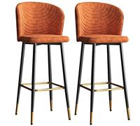 Punta di Velluto di Velluto 26/30 sgabelli da Bar, sgabelli da banco da Cucina con Schiena e poggiapiedi, sedie da Bar Imbottite girevoli per l'isola della Cucina (Orange-2Ps, 75 cm/30in)
