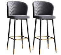 Punta di Velluto di Velluto 26/30 sgabelli da Bar, sgabelli da banco da Cucina con Schiena e poggiapiedi, sedie da Bar Imbottite girevoli per l'isola della Cucina (grigio-2ps, 75 cm/30 Pollici)