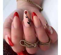 Punta Francese Premere Chiodi Mandorle Con Motivi Copri Pieni Coperture False Chiodi Acrilico Stick Unghie 24pcs Da Donna Alla