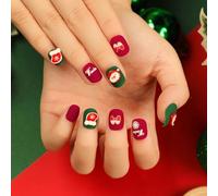 Punta francese unghie false, pressa quadrata corta su unghie con colla 24pcs Design del cuore Fine un regalo di lunga durata per donne (cuore francese, 24 pezzi)