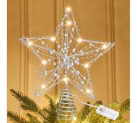 Punta per Albero di Natale 11,8 Pollici - Decorazione Natalizia Con 20 LED Luccicante - Stella LED USB Con Telecomando