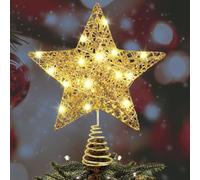 Punta per albero di Natale a stella, decorazione albero di Natale con stella con luce LED, glitter albero di Natale stella topper, punta dell'albero di Natale stella interno, pizzo albero stella per