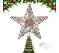Punta Per Albero Di Natale Alimentato A Batteria LED Decorazioni Per | Stella A 5 Punte Per Albero Di Natale Per Casa Interni Festa Ufficio Bar Vacanze di Capodanno Cachi