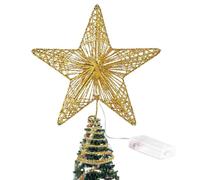 Punta Per Albero Di Natale Alimentato A Batteria LED Decorazioni Per | Stella A 5 Punte Per Albero Di Natale Per Casa Interni Festa Ufficio Bar Vacanze di Capodanno Oro