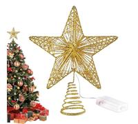 Punta Per Albero Di Natale Alimentato A Batteria LED Decorazioni Per | Stella A 5 Punte Per Albero Di Natale Per Casa Interni Festa Ufficio Bar Vacanze di Capodanno Oro