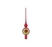 Punta per albero di Natale, in vetro, 30 cm, con decorazione riflettente, in vetro soffiato e dipinto a mano, decorazione per albero di Natale e albero di Natale, pizzo per albero di Natale, rosso
