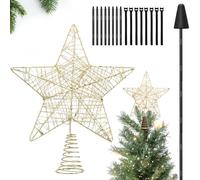 Punta per albero di Natale, stella con supporto, punta per albero di Natale, decorazione per albero di Natale, decorazione rustica per Natale, giorno del Ringraziamento, Capodanno, decorazioni per le