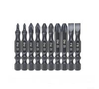 Punta per cacciavite PH2 magnetica, 50 mm, in lega di acciaio, antiscivolo, con codolo esagonale da 6,35 mm, punta magnetica antiscivolo per avvitatori manuali e elettrici, diversi tipi (11 pezzi)