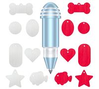 Punta per incisione per Cricut Joy, con 2 colori e 7 graziose etichette vuote, a forma di osso di cane, cuore, cerchio, stella, pesce, ovale, rettangolo (mare blu)