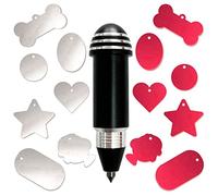 Punta per incisione per Cricut Joy, con 2 colori e 7 graziose etichette vuote, a forma di osso di cane, cuore, cerchio, stella, pesce, ovale, rettangolo (Nero)