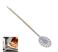 Punta per pizza da 9 pollici con manico in legno staccabile, pizzeria perforata in metallo inossidabile in metallo a buccia paddle per spatola per cuocere cucinare pane fatto in