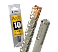 Punta per trapano a percussione SDS Plus, 4 taglienti, PGM, diametro 10 mm x 280 mm, AMBOSS Utensili SDS Crusher 4 - HM per calcestruzzo in metallo duro professionale 10 mm x 280 - Punta per pietra