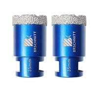 Punta per Trapano Diamantata 35mm- BRSCHNITT Vacuum Brasato Foretto Diamantato con Filettatura M14 per Porcellana Piastrella Granito Marmo Taglio a Secco（2 pezzi）.