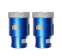 Punta per Trapano Diamantata 38mm- BRSCHNITT Vacuum Brasato Foretto Diamantato con Filettatura M14 per Porcellana Piastrella Granito Marmo Taglio a Secco（2 pezzi）.