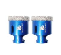 Punta per Trapano Diamantata 50mm- BRSCHNITT Vacuum Brasato Foretto Diamantato con Filettatura M14 per Porcellana Piastrella Granito Marmo Taglio a Secco（2 pezzi）.