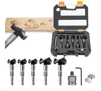 Punta per Trapano Forstner,set di frese per legno, 15-35 mm,punte per trapano con gambo rotondo, punta di centraggio, per legno e legno duro, con punte legno da 35 mm, 30 mm, 25 mm, 20 mm, 15 mm