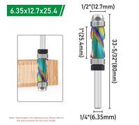 Punta Router Extra Lunga a Scarico con Doppio Cuscinetto per Uso Lavorazione Leg