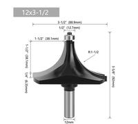 Punta router rotonda gambo grande angolo grado professionale 12 mm per lavorazio